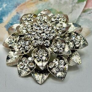 Vintage Rhinestone Floral Brooch